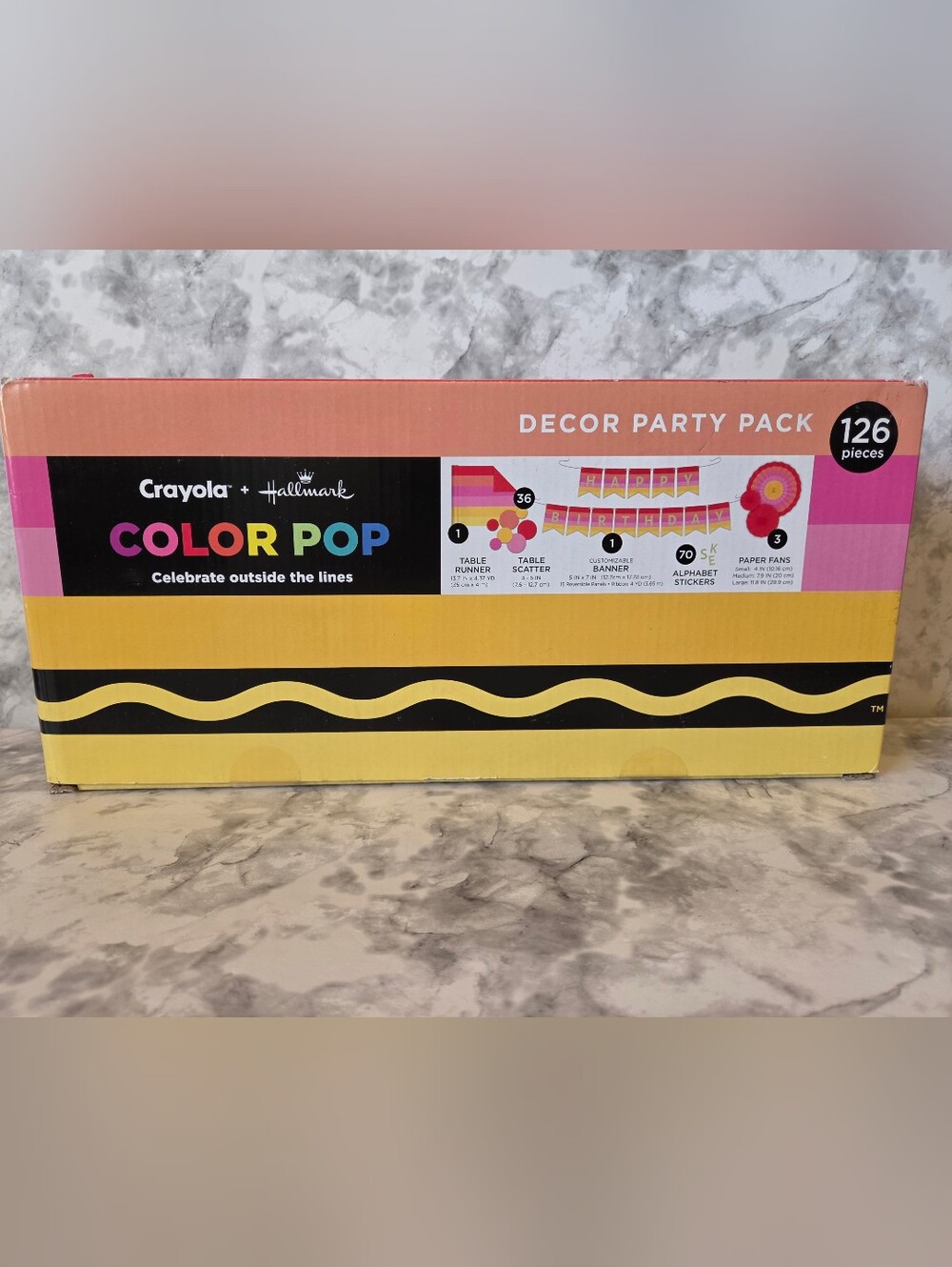 Crayola & Hallmark Color Pop Party Pack Decor - 126 Pieces Table Runner & Banner